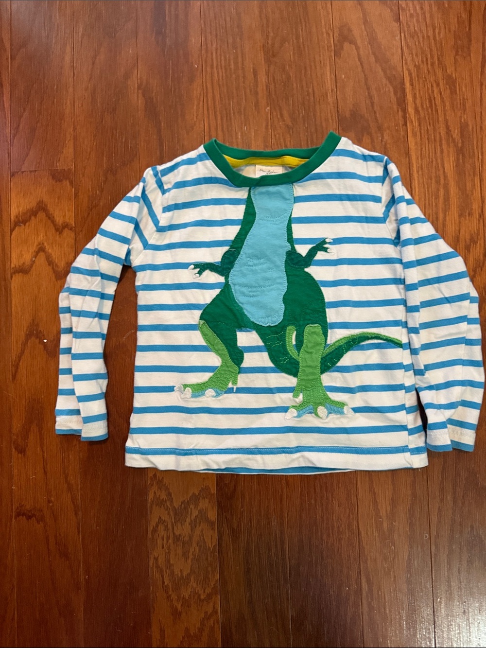 Boden Green Dino Appliqué Long-Sleeve Shirt - Size 3-4T